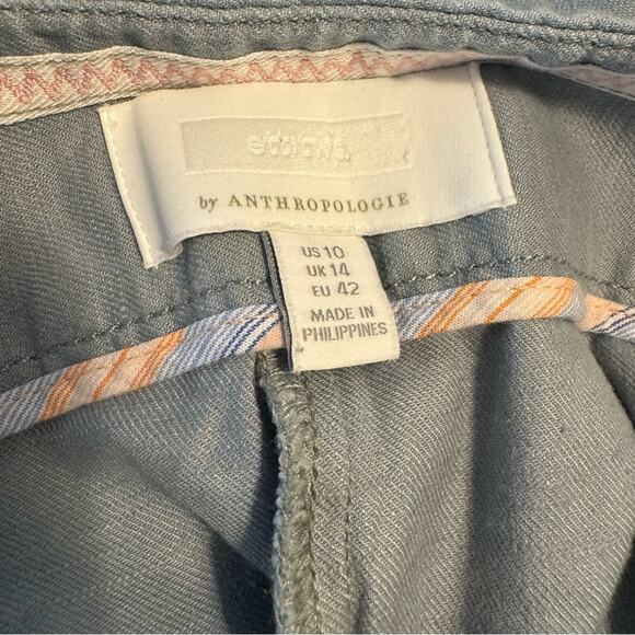 ANTHROPOLOGIE Ett Twa Blue Linen Cropped Pants Women’s Size 10 - Picture 7 of 8